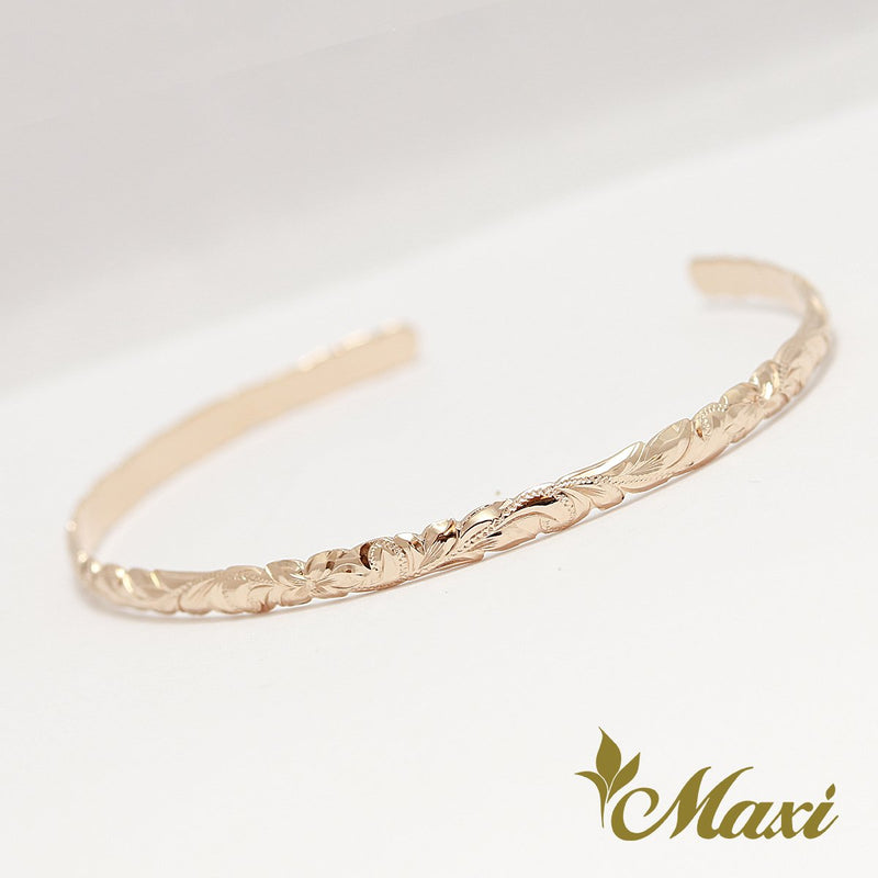 [14K/18K Gold] 4mm Open Bangle Bracelet-Standard Thickness　