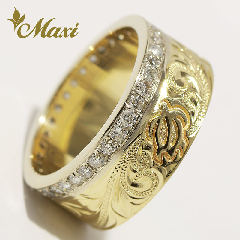 [14K Gold] Eternity Diamond Honu 9mm Ring [Made to order]