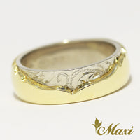 Two Tone Hawaiian Whale Tail Ring/ 6mm Width [14K Gold]