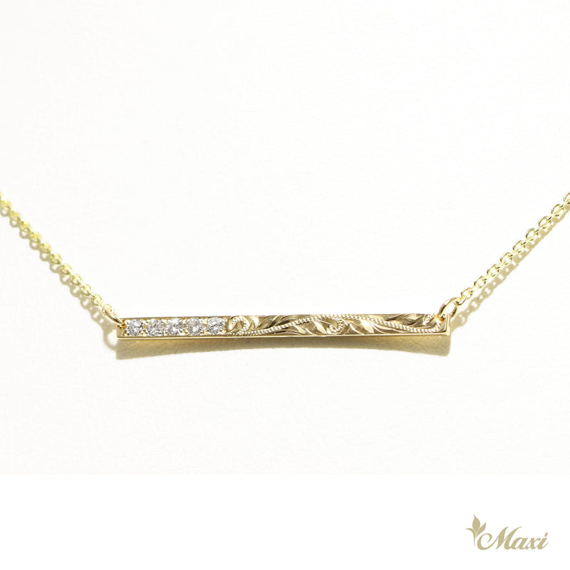 [14K Gold] Diamond Flat Bar Necklace *Made-to-order*Newest