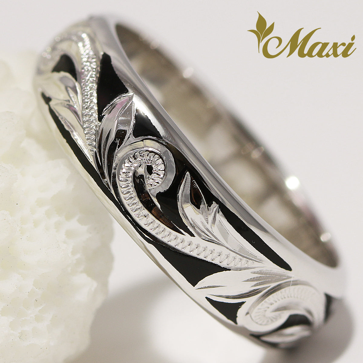 [14K/18K Gold] Black Enamel 6mm Ring (R0439)