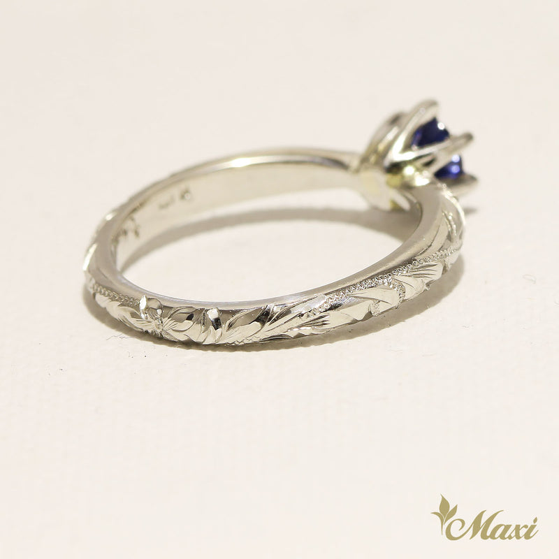 [Platinum] 0.25 Carat Blue Sapphire Ring-Barrel 2mm *Made to Order*