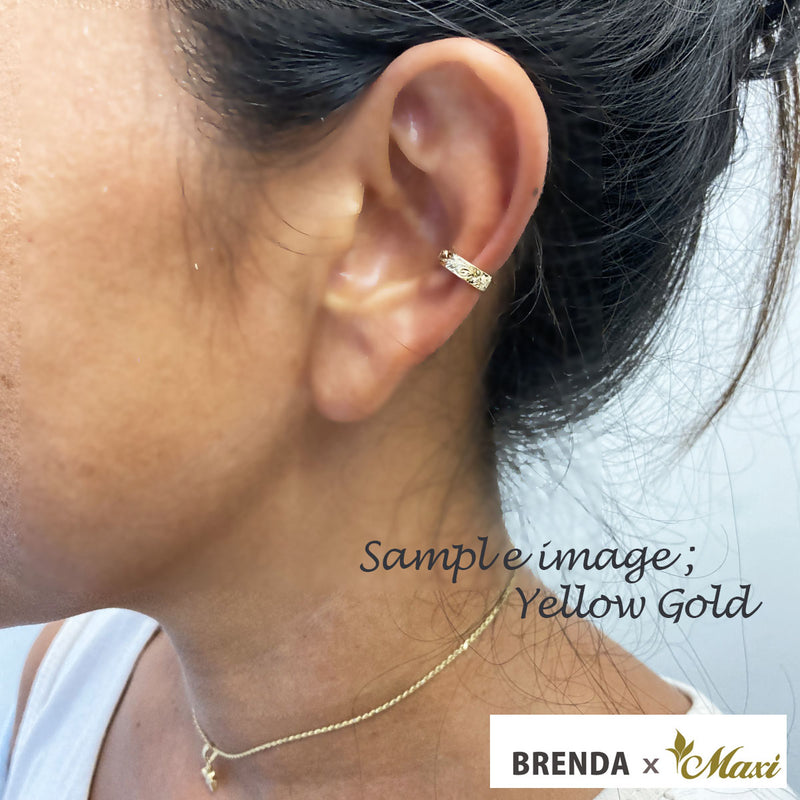 [14K/18K Gold] 3mm Ear Cuff with Hand Engraved Hawaiian Design (E0233_3)