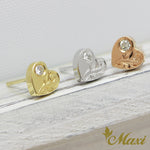 [14K Gold] Round Diamond Heart Pierced Earring (E0135)