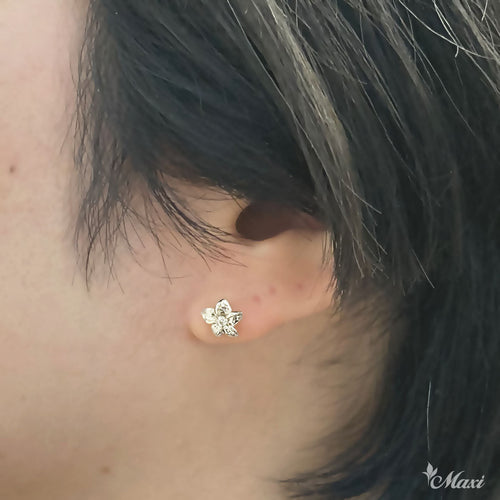 [Silver 925] Hawaiian Plumeria Flower Stud Pierced Earring (E0223SS)