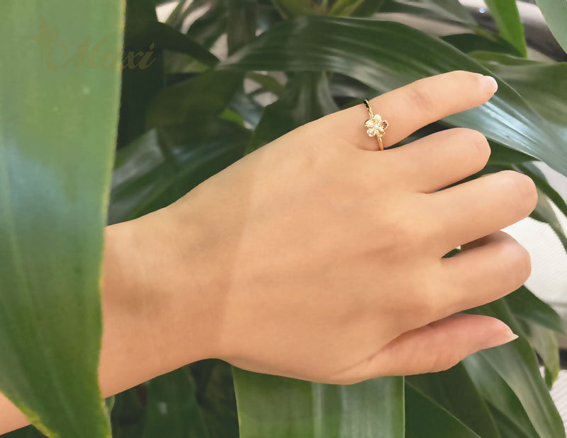 [14K Gold] Hawaiian Plumeria Flower Matte Ring-Small [Made to Order] (R0904)