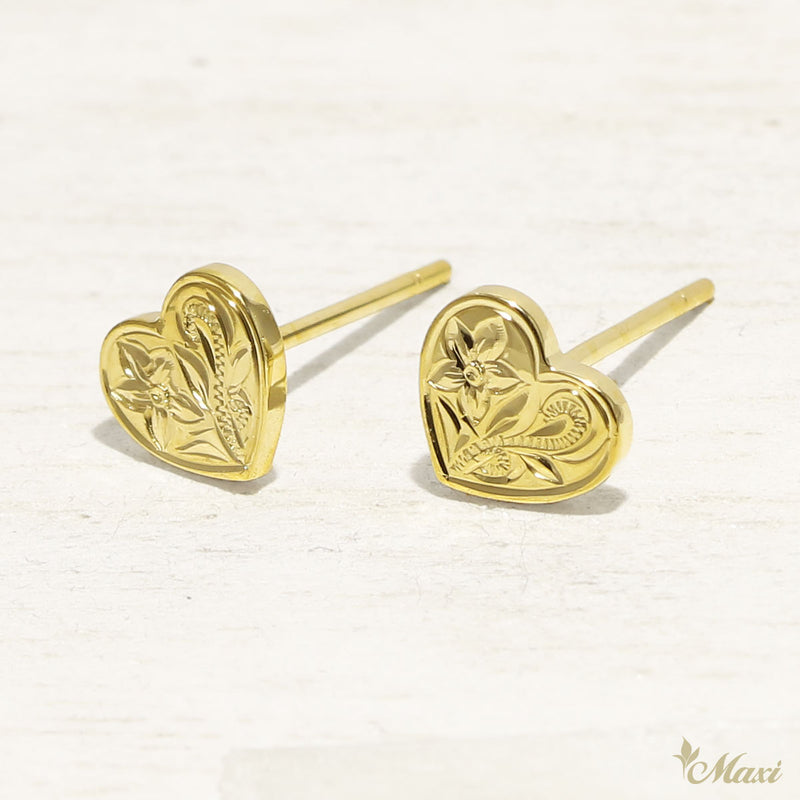 [14K/18K Gold] Heart Stud Pierced Earring Small*Made-to-order* (E0139) ゴールド ハート ピアス　