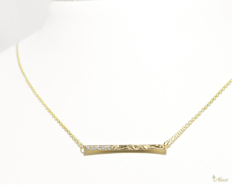 [14K Gold] Diamond Flat Bar Necklace *Made-to-order*Newest