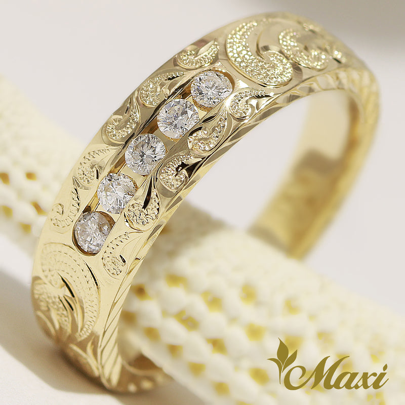 [14K Gold] 5 Diamond Ring [Made to Order　14金　リング　ダイヤモンド