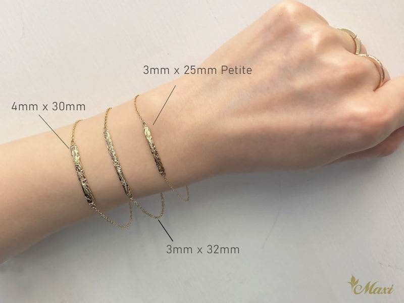 [14K Gold] 3mm x 32mm ID Bracelet/Anklet_Medium (ID-M)　