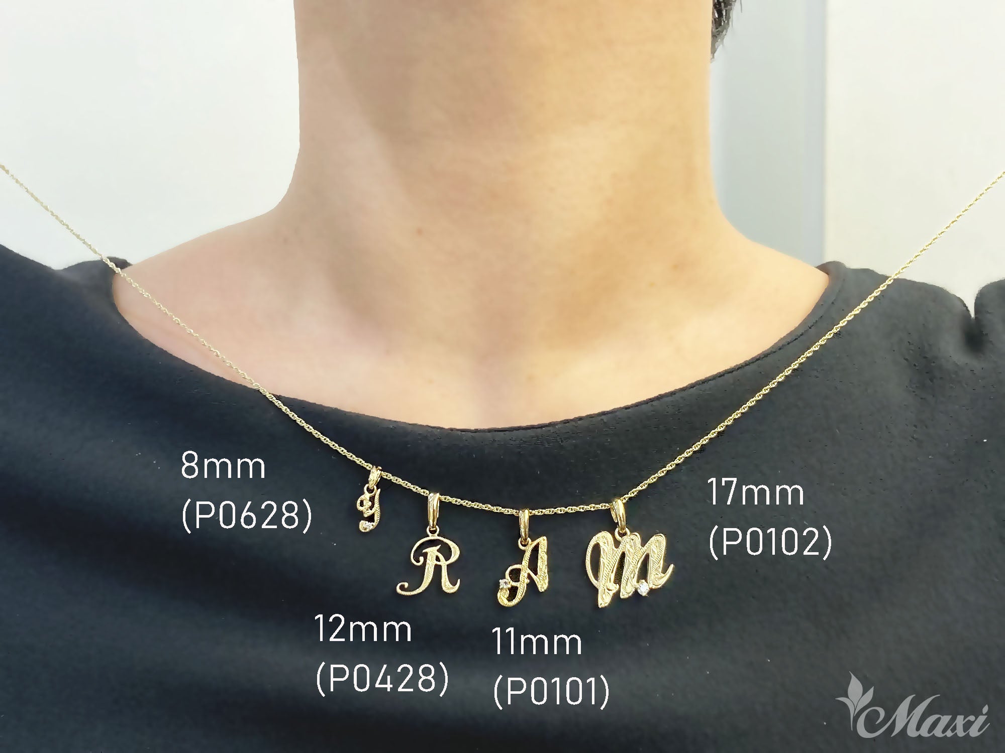 Initial and Heart Pendant Set [14K Gold]