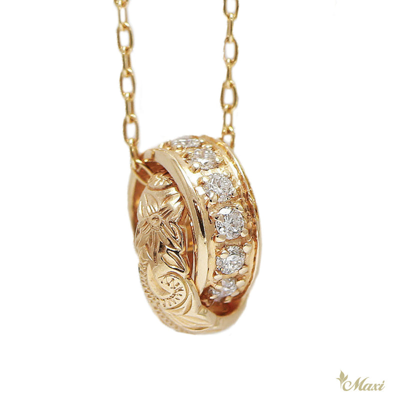 [14K Gold] Double Tube Pendant with Diamond (P0500)