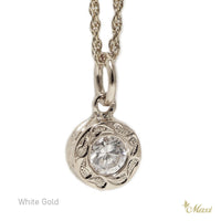 [14K Gold] Round Pendant with Crystal Stone (P0903)