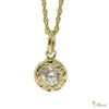 [14K Gold] Round Pendant with Crystal Stone (P0903)