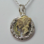 Silver 925 Mercury Dime Silhouette Pendant