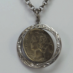 Black Chrome Spinning Mercury Dime Pendant