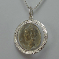 14K Yellow Gold Spinning Mercury Dime Pendant