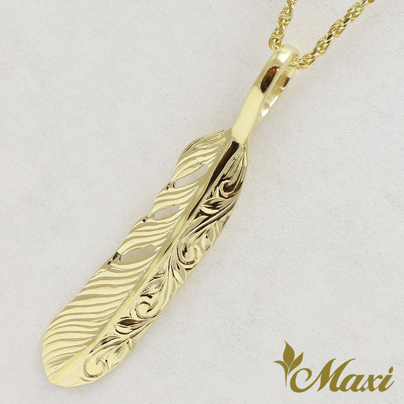 [14K Gold] Feather Pendant Small *Made-to-order* (P1184)