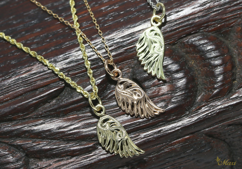 [14K/18K Gold] Pueo(Hawaiian Owl) Feather Pendant