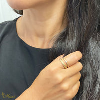 [14K/18K Gold] Twisted Open Ring with Round Stone [Made to Order] (R0141)