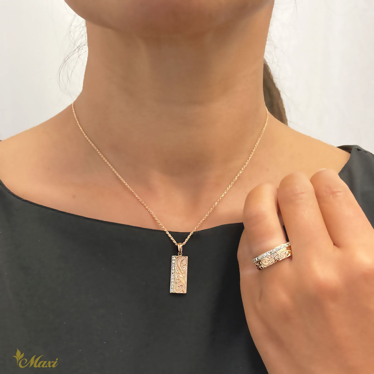 8mm Flat Bar Diamond Pendant [14K Gold]