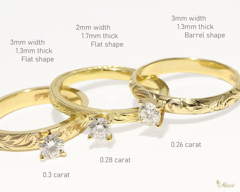 [14K/18K Gold] 0.26ct Diamond 3mm/Barrel Ring - Fashion/ Engagement *Made to order